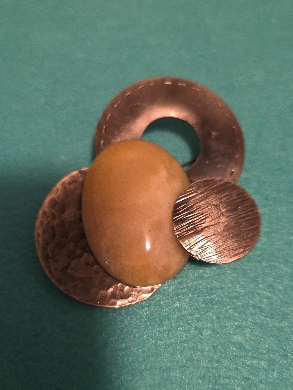 Mixed Metal And Agate Modernist Statement Brooch